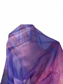 Radiana 女士夏季性感透视网纱大理石纹扎染花卉印花休闲度假三件套：露背长袖罩衫+吊带文胸上衣+抽绳短裤，海岛度假沙滩装，比基尼罩衫 - 紫色 - 查看 7