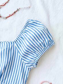 SHEIN 少女休闲简约舒适格子露背吊带衬衫 - 彩色 - 查看 5