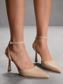 CUCCOO SZL 女士露趾高跟凉鞋，踝带设计，裸色 - 裸色 - 查看 3