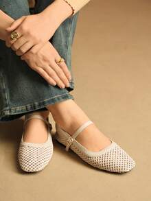 Rosivie Women's Hollow Breathable Casual Slip-On Loafers Valentine's Day - Apricot - View 1