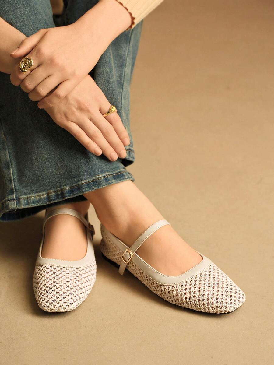 Rosivie Women's Hollow Breathable Casual Slip-On Loafers Valentine's Day - Apricot - View 1