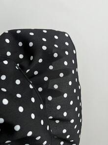 Elamini 女士黑色舒适方领波点印花短袖荷叶边连衣裙，适合野餐、居家穿着，甜美百搭，春夏皆宜 - 黑色 - 查看 6