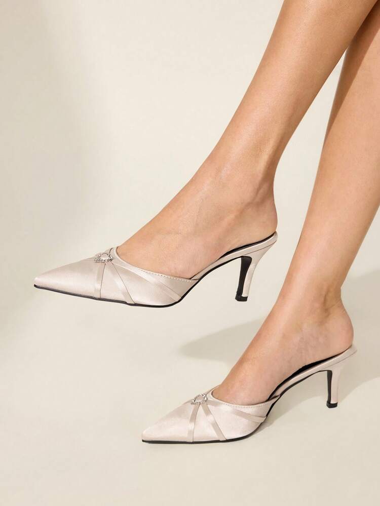 CUCCOO CHICEST Chaussures à talons hauts mode à bout pointu avec décoration de strass en forme de cœur, pour un port quotidien