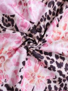 Sparklyn 两件套少女罗纹露肩荷叶边蝴蝶结装饰不对称下摆长袖修身可爱T恤和女士休闲假日印花长裙套装，粉色，适合派对、返校、优雅法式、公主风、婚礼、生日等场合。 - 珊瑚粉 - 查看 6