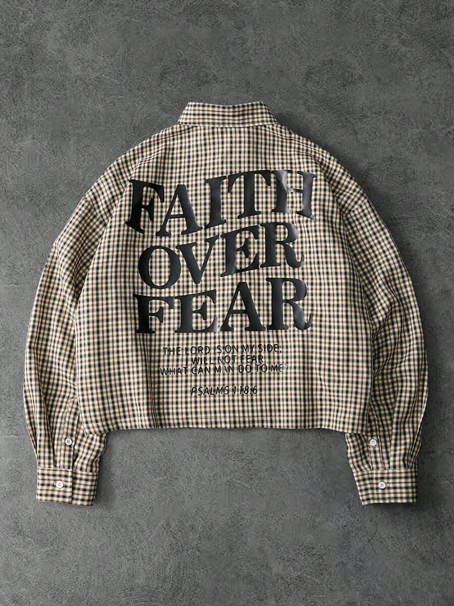 PAVTROS Manfinity Streetrush Men's Street-Style Popular INS Matching.Men's Streetwear,Men's Casual Street Short Sleeve Shirt With Collar,Blue Striped Shirt,Embroidered Pattern Shirt,Street Style, Boyfriend Gift,Men's Slogan Plaid Print Single-Breasted Casual Long Sleeve Shirt,Streetwear,Baggy,I Love My Boyfriend Men Cropped Shirt Faith Over Fear Shirt Men Graphic Shirt - Multicolor - View 1