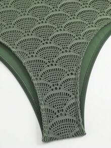 Swim Oasis 女士镂空纹理面料撞色串珠设计优雅简约女士风格高端泳衣套装，26ss系列沙滩派对度假风连体泳衣 - 綠色 - 查看 7