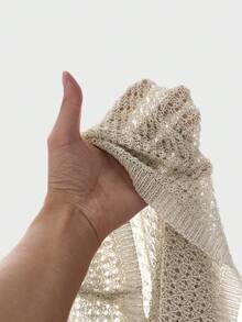 ESTAVOR 男士新款动物刺绣圆领镂空针织背心 - 杏色 - 查看 5