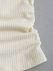 Sweetra 女士万圣节、感恩节、新年等节日，适合派对、通勤、日常穿着、旅行、度假。紧身上衣，饰有纹理蕾丝花边和蝴蝶结，喇叭袖弹力T恤，春/秋/冬季皆宜。 - 杏色 - 查看 4