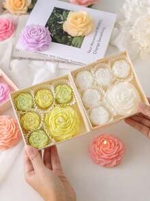 6 Pieces /Set Of Peony Scented Candles, Lavender Fragrance, Rose Fragrance, Home Decoration, Valentine's Day Gift, Wedding Decoration, Party Table Decoration, Candle Ornaments On The Table, Christmas Gift, Gift For Friends, Suitable For Any Occasion: Christmas, Birthday, Mother's Day, Father's Day, Anniversary Gift, Thanksgiving, Valentine's Day - Multicolor - View 3