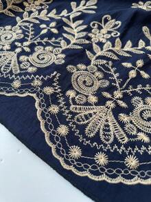 Ceyna Short Embroidered Cap Sleeve Casual Vacation Dress - Navy Blue - View 8