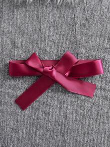 SHEIN Glamorique Kids 年轻女孩渐变网纱下摆圆领长袖优雅连衣裙 - 紅色 - 查看 5