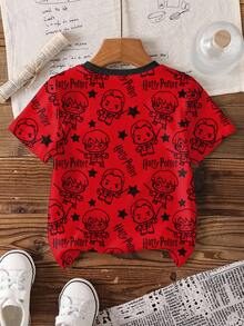 HARRY POTTER X SHEIN Young Boy Cartoon Figure Graphic Round Neck Short Sleeve T-Shirt