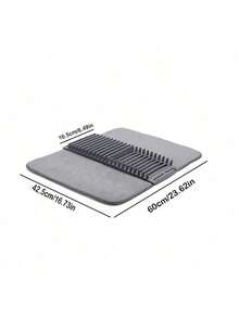 1 pieza Manteles escurreplatos, Rejillas para platos, Tapetes absorbentes plegables para tazas, Rejillas escurreplatos para tazones, palillos y platos, Estantes de almacenamiento multifuncionales - Gris - Ver 2