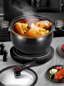 1pc 8l Capacity High-Quality Iron Pressure Cooker, Suitable For Induction Cookers And Gas Stoves. - Multicolor - View 8