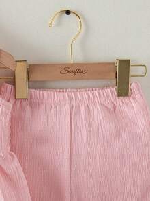 Souflis Souflis 2件套女婴幼儿/新生儿0-3岁休闲甜美日常度假条纹梭织无袖上衣和阔腿裤两件套，春夏款 - 粉色 - 查看 6