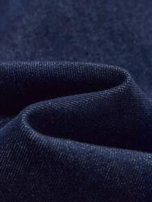 Maija 原色阔腿牛仔裤，低腰，舒适弹力腰带，带口袋，春季款 - 深色水洗藍 - 查看 6