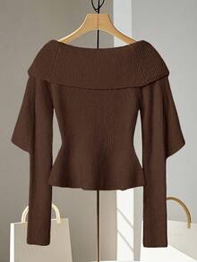 GlowEve New Arrival Women Pullover Sweater, European & American Style, Versatile, Minimalist Fashion Knitted Top - Brown - View 2