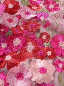 GlowEve Chân váy lưới thêu hoa thanh lịch dành cho nữ, thích hợp đi làm - Họa tiết hoa ngẫu nhiên - Hồng - Xem 5