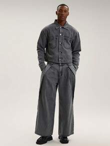 Musero Chaqueta vaquera de rayas de sastre oversize con botones para primavera y verano, solo para ropa de calle - Gris Claro - Ver 5