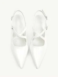 CUCCOO CHICEST Women's Pointed Toe Buckle Design Everyday Versatile Fashion High Heels - White - View 9