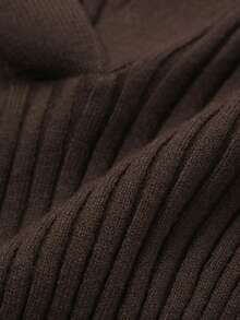 DAZY 女士罗纹动物刺绣图案休闲百搭通勤长袖毛衣 - 咖啡棕 - 查看 5