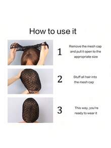 Women's Sleep Mesh Soft Rayon Knit Crochet Hair Net, Suitable For Long And Short Wavy Hair, Black, Can Be Used As A Hair Cover Or Accessory. Gift For Her/Gift For Him/Romantic Gift/Love Gift/Couple Gift/Valentine's Day Gift. - Black - View 5