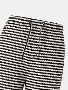 Emery Rose Kids 少女纯色吊带背心搭配条纹阔腿裤休闲装 - 黑與白 - 查看 6