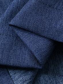 DAZY Women's Collared Short Sleeve Twist Knot Loose Shirt And Wide Leg Jeans Casual 2-Piece Set - Medium Wash - View 7