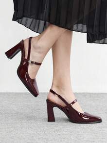 CUCCOO BIZCHIC Giày cao gót mũi nhọn Mary Jane kiểu Pháp mới năm 2026, giày bít mũi cao gót dày một quai thanh lịch dành cho nữ. - Táo đỏ - Xem 3