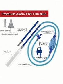 1 件套水族箱砂砾清洁器虹吸泵真空换水器鱼缸清洁套装带软管喷嘴适用于淡水海水鱼缸维护 - 彩色 - 查看 15