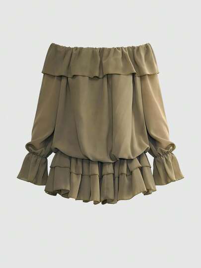 Grunge Punk Abito mini in chiffon trasparente a linea A con spalle scoperte