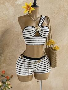 Soleia 新款女士夏季度假套装，两件套休闲日常穿搭，海岛度假风，波西米亚风，浪漫花卉图案 - 彩色 - 查看 8