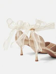 CUCCOO HITCHD Giày cao gót dự tiệc thời trang thanh lịch dành cho nữ có trang trí nơ - Màu be - Xem 5