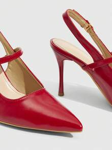 CUCCOO SZL Women's Pointed Toe Buckle Design Everyday Versatile Fashion High Heels - Hot Pink - View 5