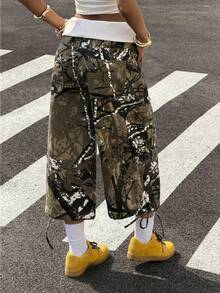 StreetHx Women's All-Over Print Slant Pocket Casual Wide Leg Jeans - Multicolor - View 2