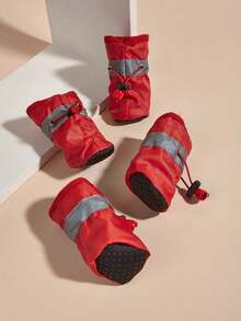防滑红色宠物鞋，适合小型犬（不防水） - 紅色 - 查看 1