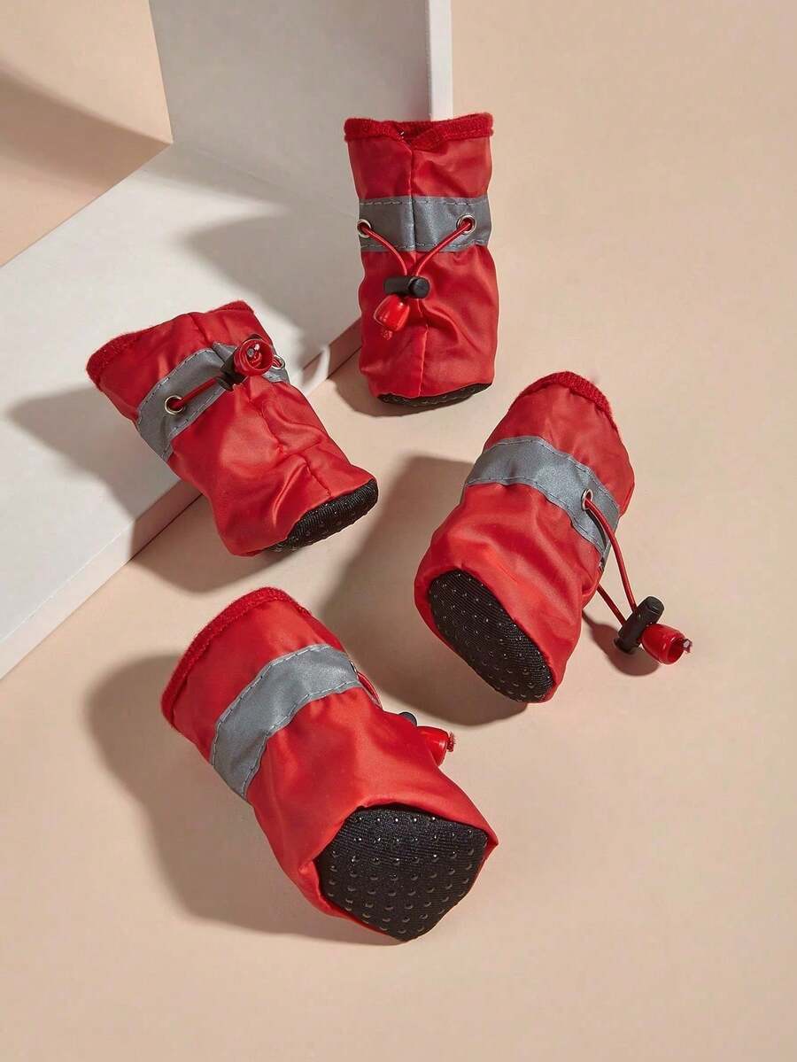 防滑红色宠物鞋，适合小型犬（不防水） - 紅色 - 查看 1