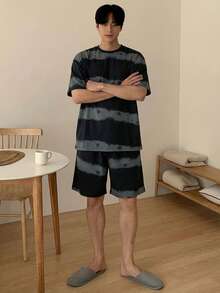 DAZY Men's Striped Short Sleeve T-Shirt And Shorts Pajama Set, Summer - Multicolor - View 5