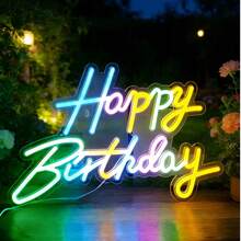 Happy Birthday Acrylic Neon Letters, LED Light Up Party Decor, Perfect Gift For Friends Family Lovers, Ideal For Birthday Holiday Surprise Celebration - Multicolor - View 5
