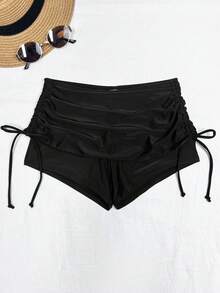 Swim Basics Pantalones con falda de verano para mujer, nueva colección 2 en 1 con cordón y cintura baja, traje de baño - Negro - Ver 3