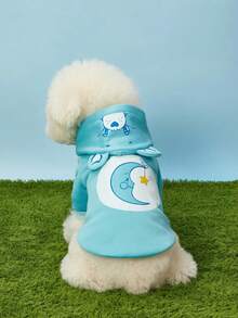 Care Bears X PETSIN 1 Pc Bedtime Bear Pet Cat Dog Universal Hoodie Cute Small Bear Printed 3 D Ear Decoration Blue Comfortable Dog Hoodie