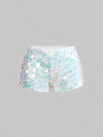 Grunge Punk Women's Sexy Super Low Waist Glitter Sequin Mini Shorts, Suitable For Summer Beach, Graduation, Easter, Concert, Nashville Vacation, Prom, Street Punk, Music Festival