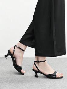 CUCCOO BIZCHIC 2025 New French Square Toe Strap Buckle Sandals, Women's Stylish Chic Sexy Thin High Heels Valentine's Day - Black - View 4