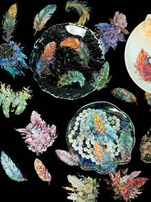 30PCS/Set Retro-Style, Luxurious Feather 3d Hot Foil Laser Sticker, Transparent And Waterproof Journal Material, Decorative Sticker - Multicolor - View 9