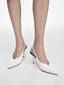 Mnmlis Women's Elegant Pointed Toe Slip-On Pumps For Christmas - White - View 2