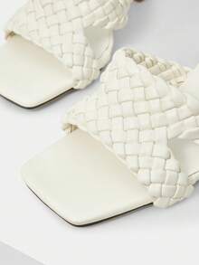 Mnmlis Beige New Woven Breathable Hollow Out Pointed Toe Fashionable Women High Heel Sandals - Beige - View 2