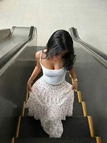 Muchica Women's Floral Print Ruffle Hem Casual Skirt - Pink - View 6