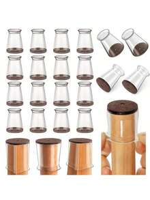 Round-Chair Leg Floor Protectors, Furniture Pads For Hardwood Floors, Furniture Sliders For Chair Legs, Rectangle Floor Protectors For Chairs, Silicone Chair Leg Caps Cover,Effectively Protect The Floor And Table Legs - Transparent brown - View 1