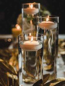 1个透明玻璃烛台，圆柱形玻璃花瓶，适用于餐桌装饰、艺术插花、婚礼派对中心装饰品、室内装饰、浪漫烛光晚餐、婚礼配件（不含蜡烛）、情人节礼物 | 圣诞节礼物。 - 彩色 - 查看 8