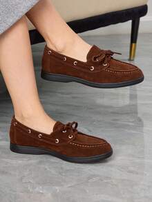 Sleekvia 休闲百搭通勤流苏装饰平底乐福鞋 - 棕色 - 查看 4